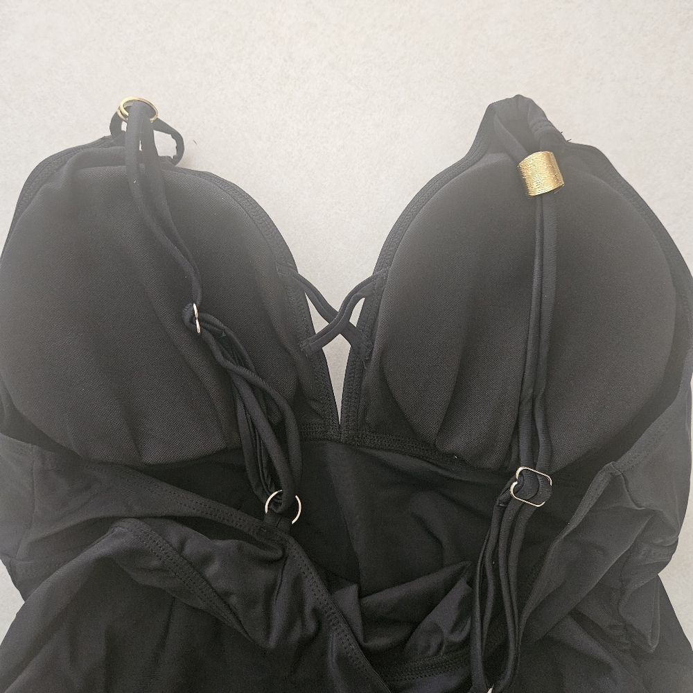 SHEIN Black Swim Dress 2X Summer Swim Vacation T-2406 - Picture 6 of 7